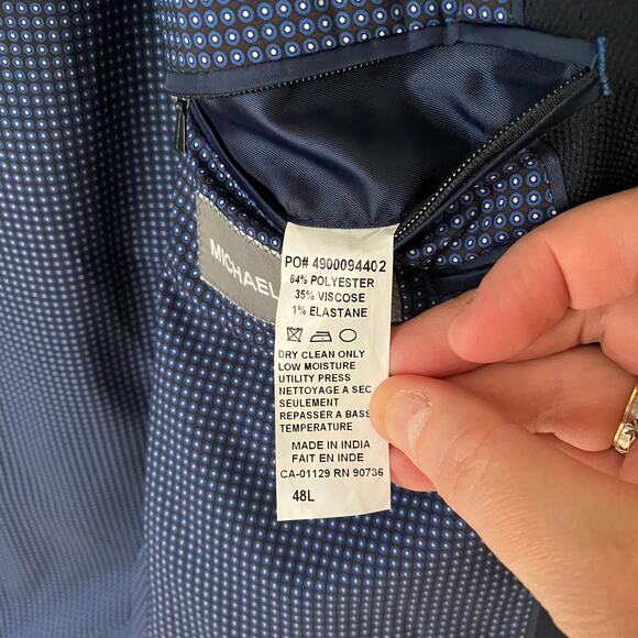 MICHAEL KORS Men's 48L Navy 2 Button Blazer Sports Coat Lined Preppy Career - Picture 4 of 11